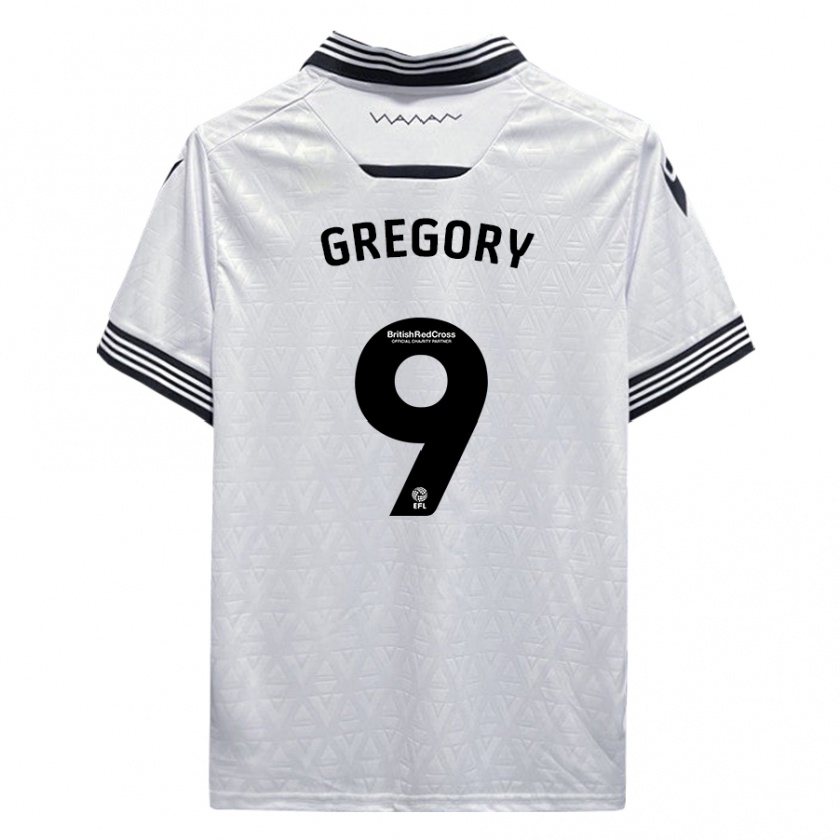 Kandiny Gyermek Lee Gregory #9 Fehér Idegenbeli Jersey 2023/24 Mez Póló Ing