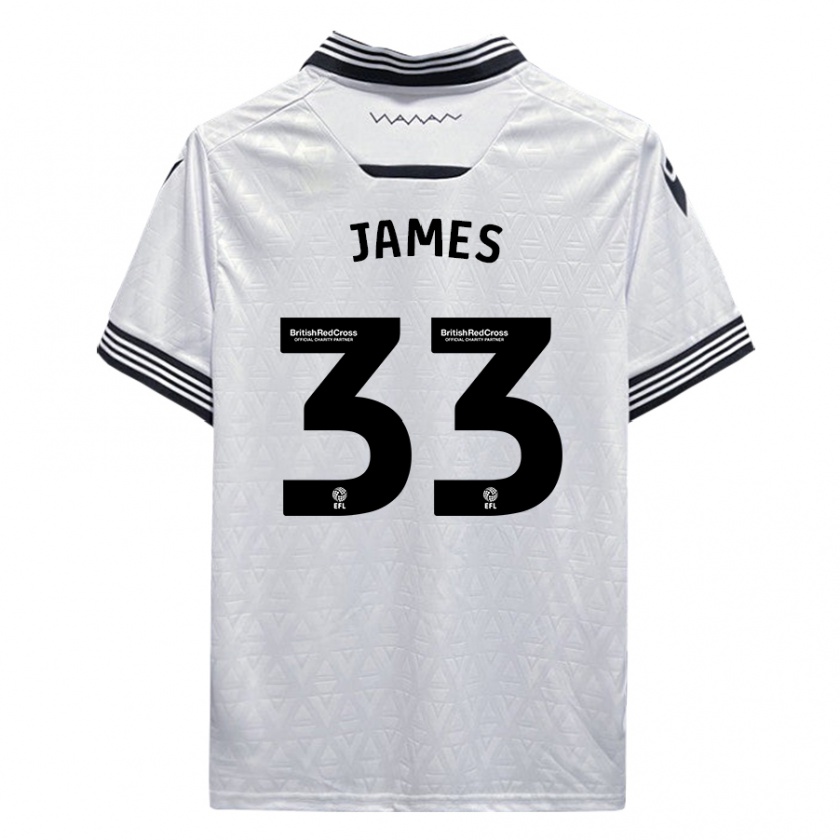 Kandiny Gyermek Reece James #33 Fehér Idegenbeli Jersey 2023/24 Mez Póló Ing