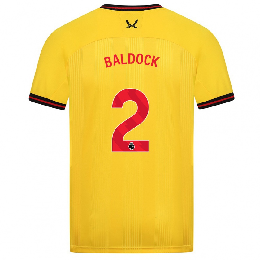 Kandiny Gyermek George Baldock #2 Sárga Idegenbeli Jersey 2023/24 Mez Póló Ing