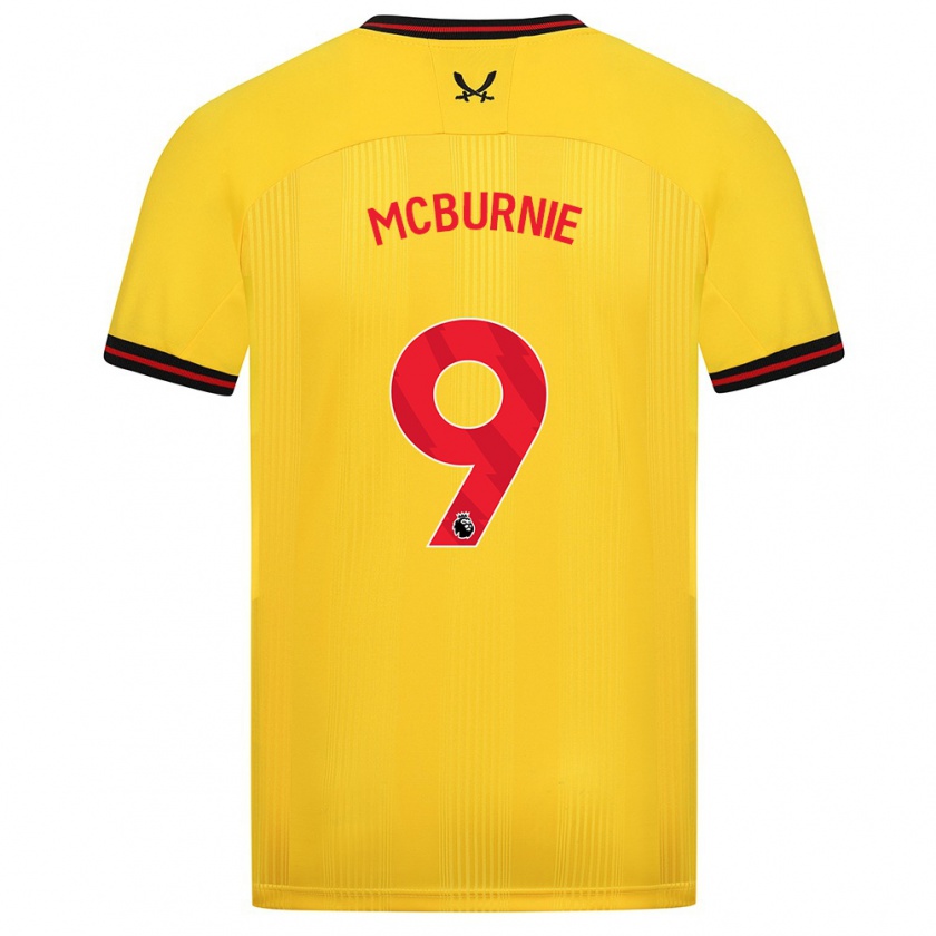 Kandiny Gyermek Oli Mcburnie #9 Sárga Idegenbeli Jersey 2023/24 Mez Póló Ing