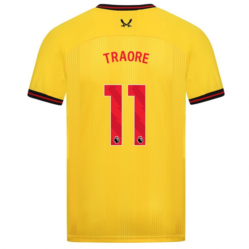 Kandiny Gyermek Bénie Traoré #11 Sárga Idegenbeli Jersey 2023/24 Mez Póló Ing