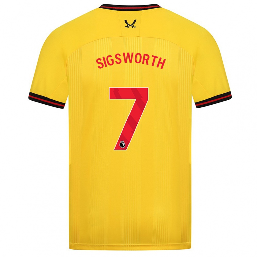 Kandiny Gyermek Jess Sigsworth #7 Sárga Idegenbeli Jersey 2023/24 Mez Póló Ing