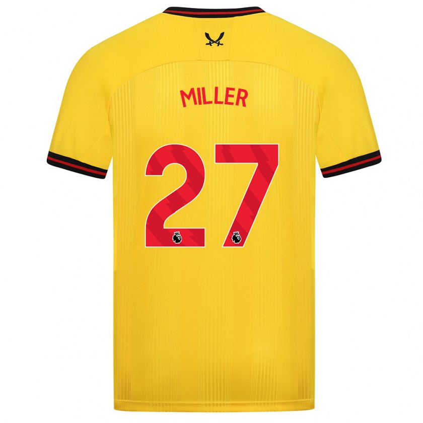 Kandiny Gyermek Lara Miller #27 Sárga Idegenbeli Jersey 2023/24 Mez Póló Ing