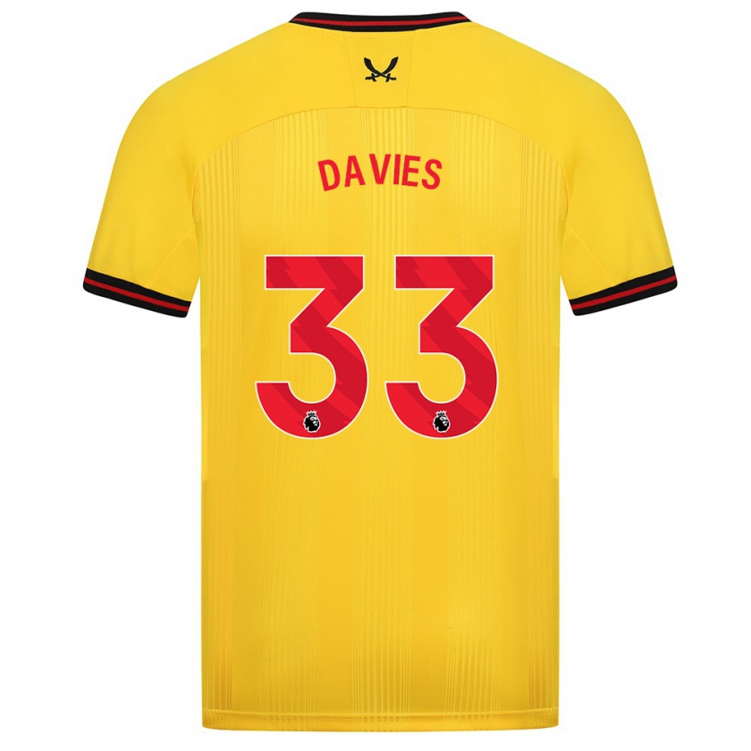 Kandiny Gyermek Bethan Davies #33 Sárga Idegenbeli Jersey 2023/24 Mez Póló Ing