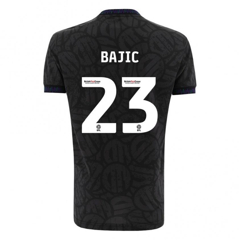 Kandiny Gyermek Stefan Bajic #23 Fekete Idegenbeli Jersey 2023/24 Mez Póló Ing