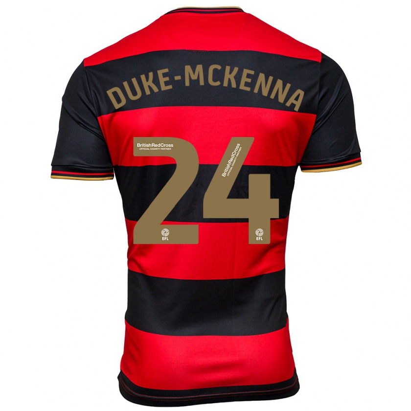 Kandiny Gyermek Stephen Duke-Mckenna #24 Fekete Piros Idegenbeli Jersey 2023/24 Mez Póló Ing