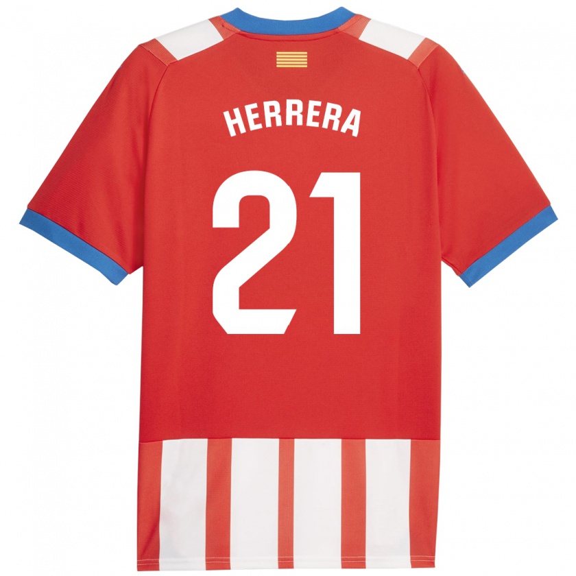 Kandiny Férfi Yangel Herrera #21 Piros Fehér Hazai Jersey 2023/24 Mez Póló Ing