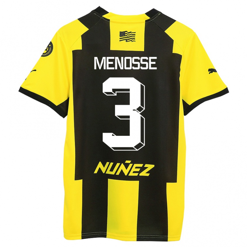 Kandiny Férfi Hernán Menosse #3 Sárga Fekete Hazai Jersey 2023/24 Mez Póló Ing