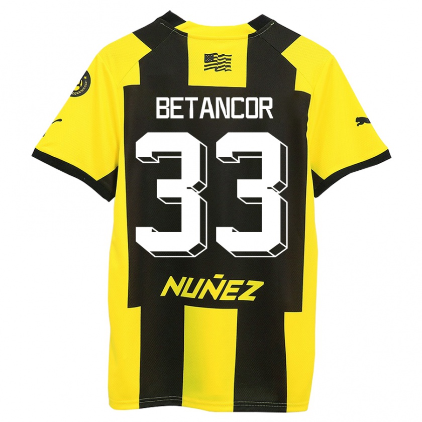 Kandiny Férfi Bruno Betancor #33 Sárga Fekete Hazai Jersey 2023/24 Mez Póló Ing