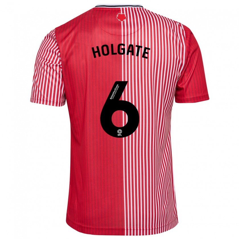 Kandiny Férfi Mason Holgate #6 Piros Hazai Jersey 2023/24 Mez Póló Ing