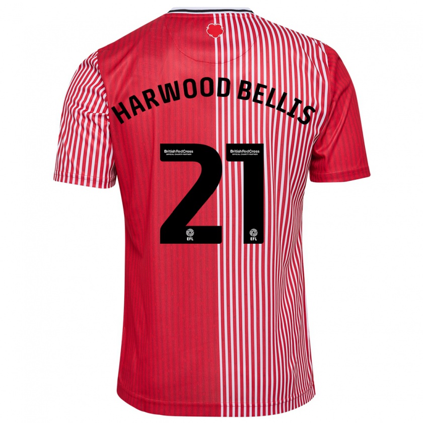 Kandiny Férfi Taylor Harwood-Bellis #21 Piros Hazai Jersey 2023/24 Mez Póló Ing