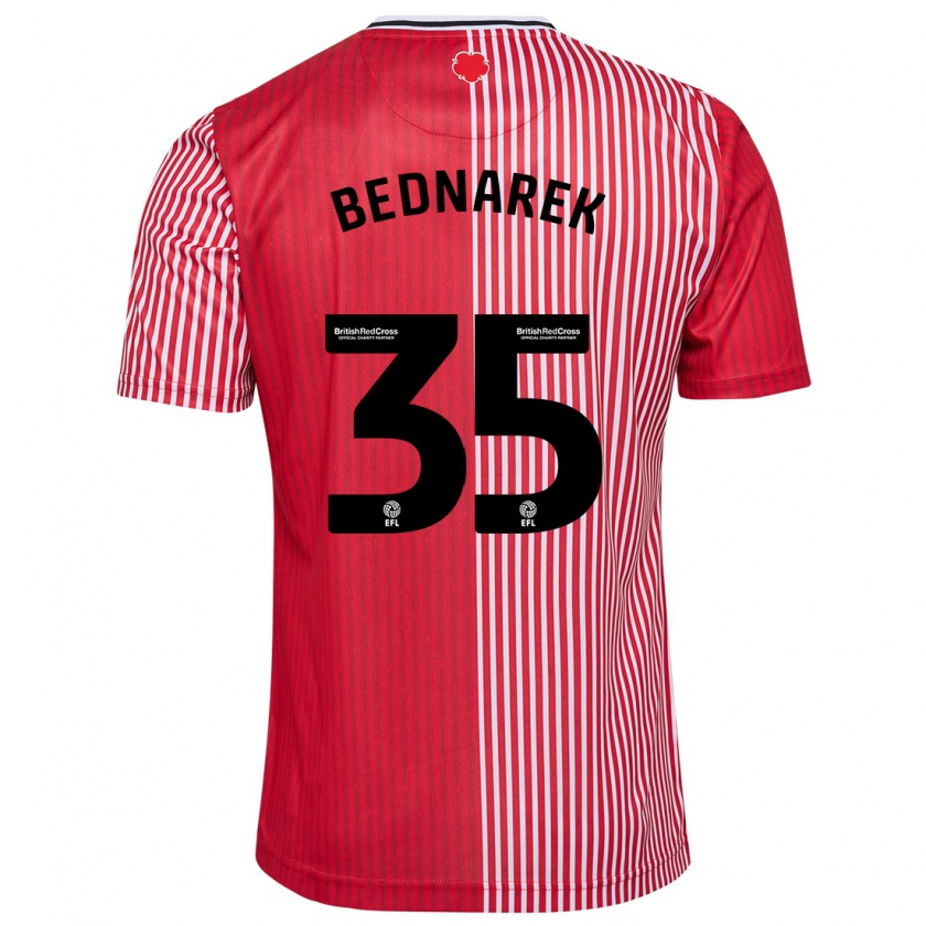 Kandiny Férfi Jan Bednarek #35 Piros Hazai Jersey 2023/24 Mez Póló Ing