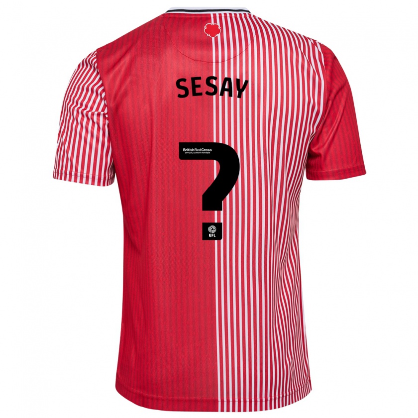 Kandiny Férfi Moses Sesay #0 Piros Hazai Jersey 2023/24 Mez Póló Ing