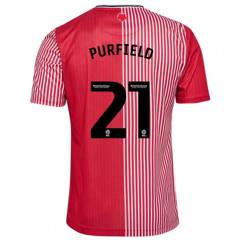 Kandiny Férfi Jemma Elizabeth Purfield #21 Piros Hazai Jersey 2023/24 Mez Póló Ing