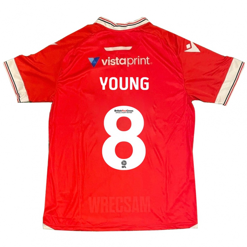 Kandiny Férfi Luke Young #8 Piros Hazai Jersey 2023/24 Mez Póló Ing