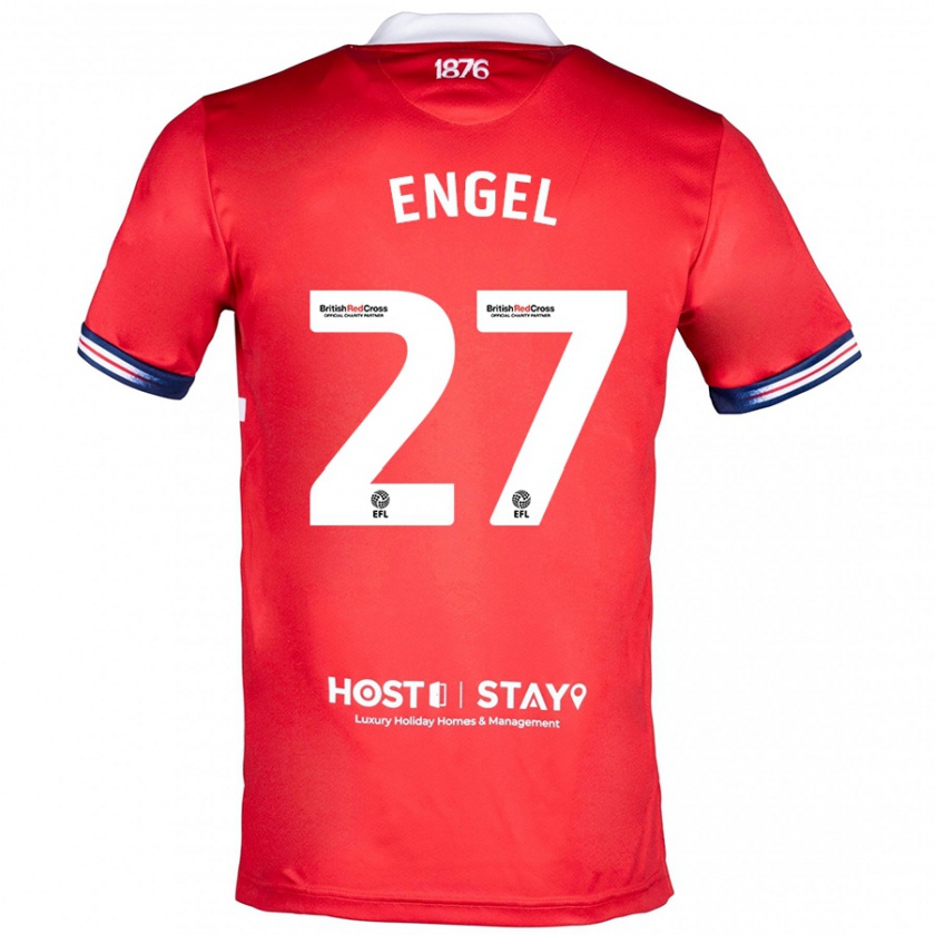 Kandiny Férfi Lukas Engel #27 Piros Hazai Jersey 2023/24 Mez Póló Ing