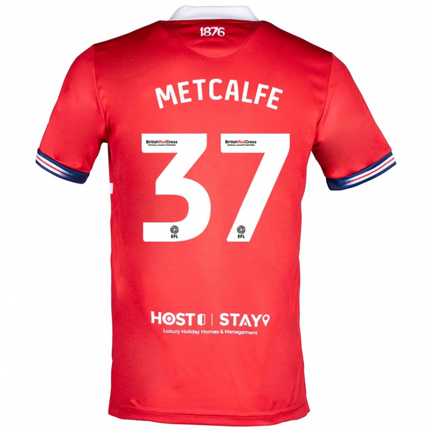 Kandiny Férfi Max Metcalfe #37 Piros Hazai Jersey 2023/24 Mez Póló Ing