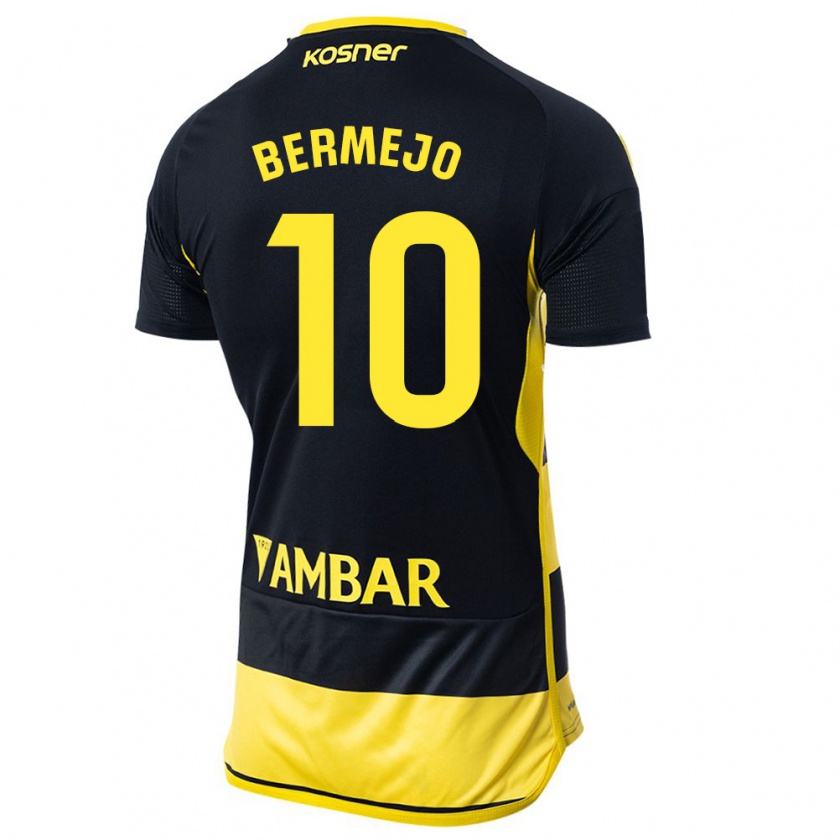 Kandiny Férfi Sergio Bermejo #10 Fekete Sárga Idegenbeli Jersey 2023/24 Mez Póló Ing