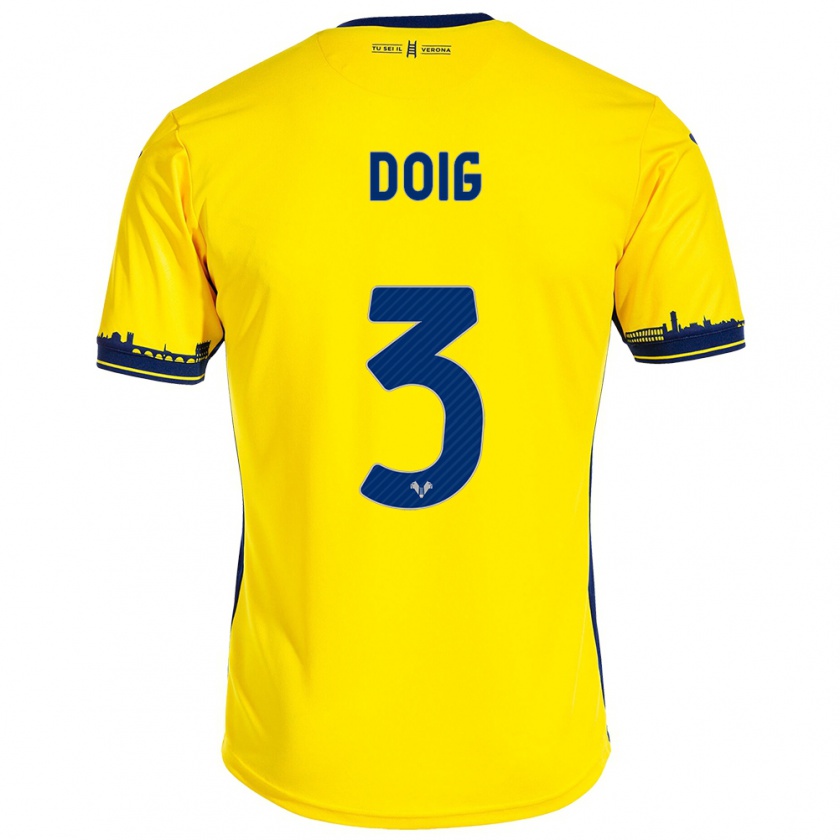 Kandiny Férfi Josh Doig #3 Sárga Idegenbeli Jersey 2023/24 Mez Póló Ing