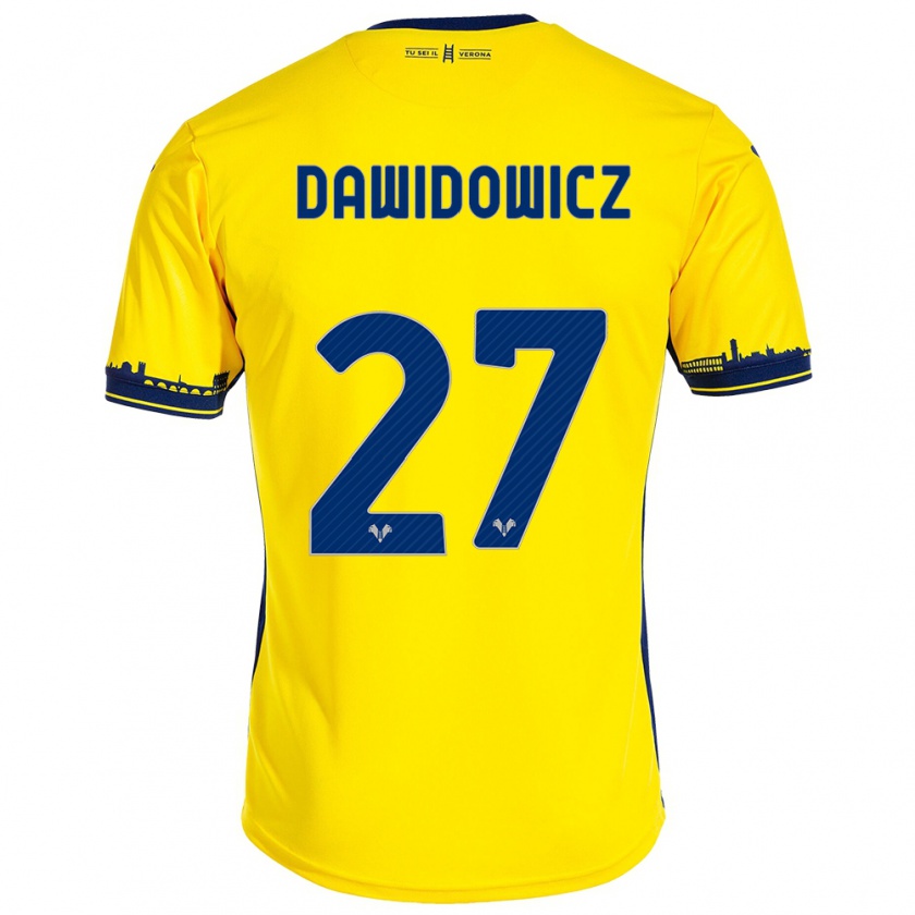 Kandiny Férfi Pawel Dawidowicz #27 Sárga Idegenbeli Jersey 2023/24 Mez Póló Ing