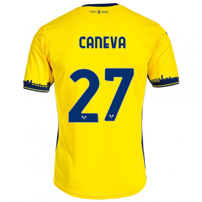 Kandiny Férfi Elia Caneva #27 Sárga Idegenbeli Jersey 2023/24 Mez Póló Ing