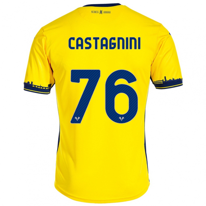 Kandiny Férfi Mirko Castagnini #76 Sárga Idegenbeli Jersey 2023/24 Mez Póló Ing