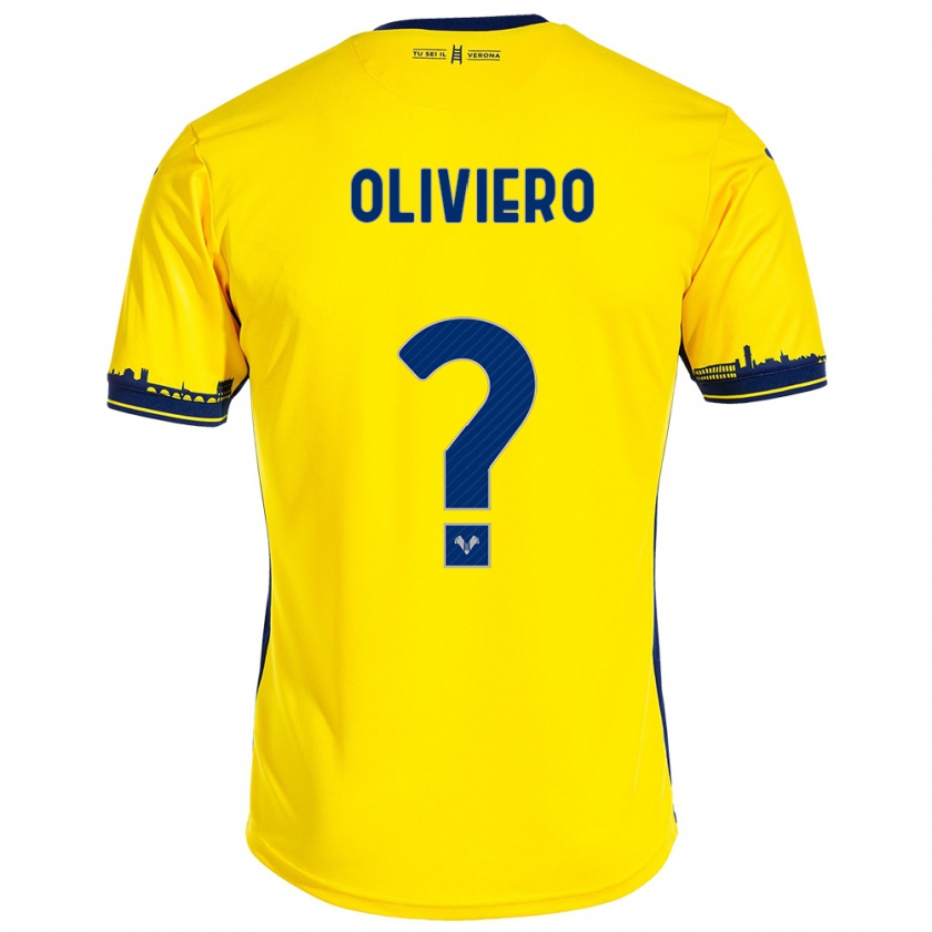 Kandiny Férfi Davide Oliviero #0 Sárga Idegenbeli Jersey 2023/24 Mez Póló Ing