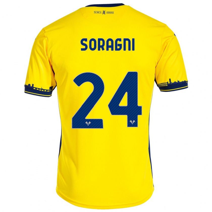 Kandiny Férfi Alberto Soragni #24 Sárga Idegenbeli Jersey 2023/24 Mez Póló Ing