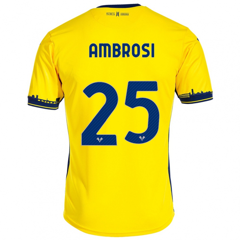 Kandiny Férfi Caterina Ambrosi #25 Sárga Idegenbeli Jersey 2023/24 Mez Póló Ing