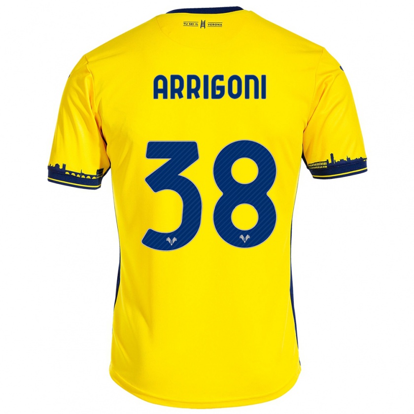 Kandiny Férfi Arrigoni #38 Sárga Idegenbeli Jersey 2023/24 Mez Póló Ing