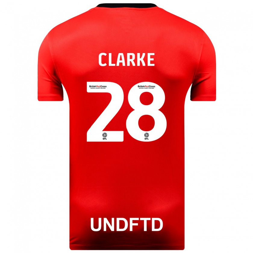 Kandiny Férfi Charlotte Clarke #28 Piros Idegenbeli Jersey 2023/24 Mez Póló Ing