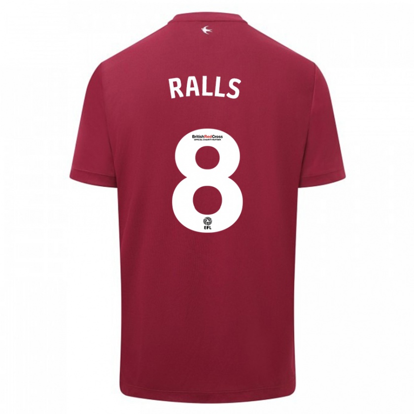 Kandiny Férfi Joe Ralls #8 Piros Idegenbeli Jersey 2023/24 Mez Póló Ing