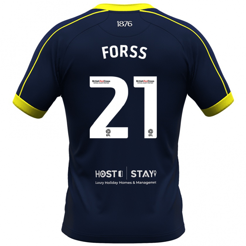 Kandiny Férfi Marcus Forss #21 Haditengerészet Idegenbeli Jersey 2023/24 Mez Póló Ing