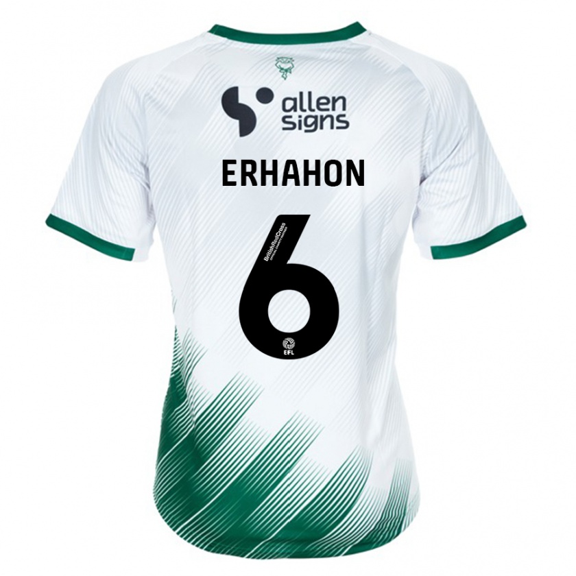 Kandiny Férfi Ethan Erhahon #6 Fehér Idegenbeli Jersey 2023/24 Mez Póló Ing