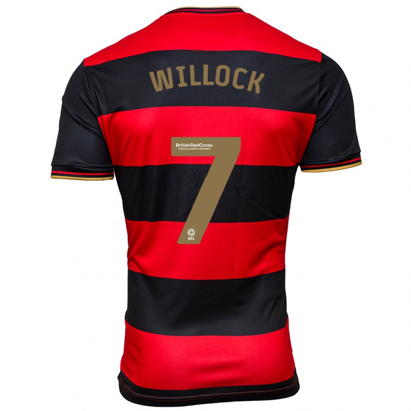 Kandiny Férfi Chris Willock #7 Fekete Piros Idegenbeli Jersey 2023/24 Mez Póló Ing