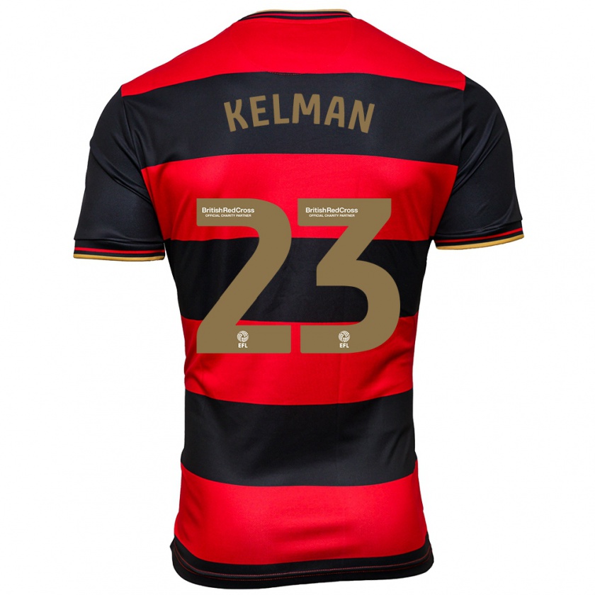 Kandiny Férfi Charlie Kelman #23 Fekete Piros Idegenbeli Jersey 2023/24 Mez Póló Ing