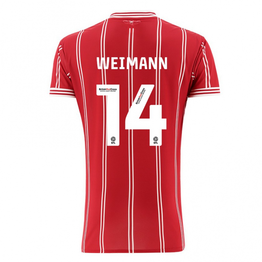 Kandiny Női Andreas Weimann #14 Piros Hazai Jersey 2023/24 Mez Póló Ing