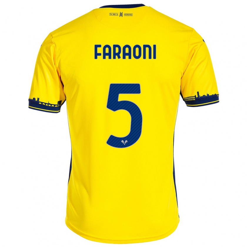 Kandiny Női Davide Faraoni #5 Sárga Idegenbeli Jersey 2023/24 Mez Póló Ing