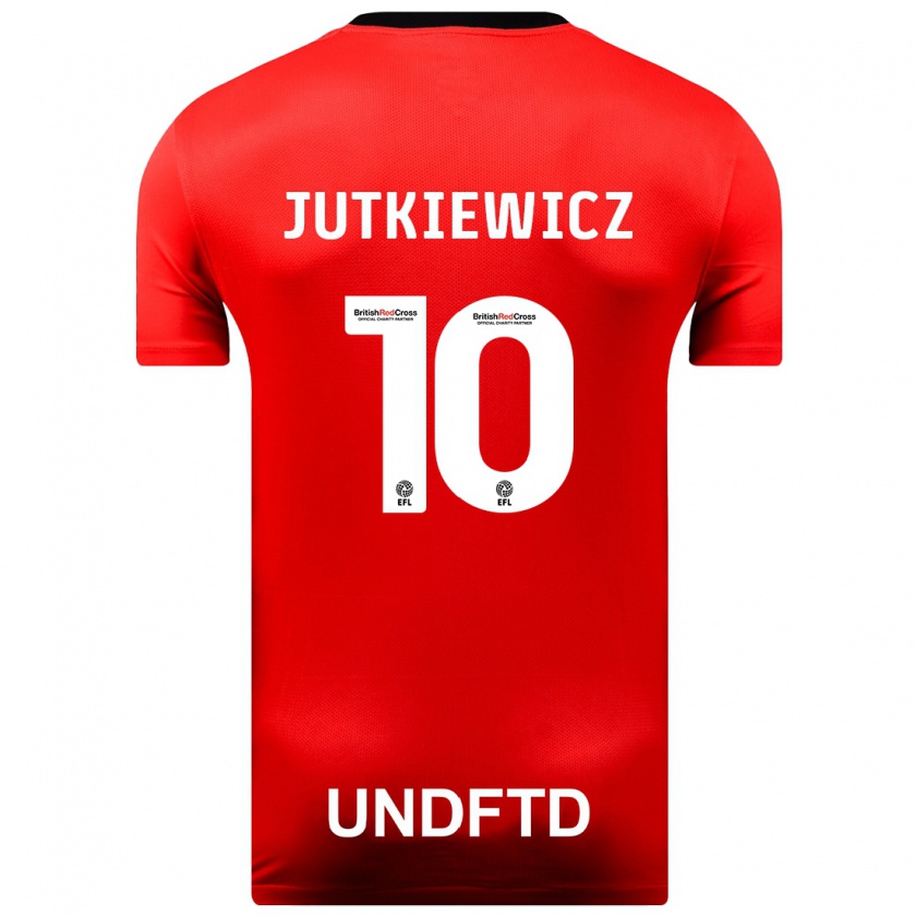 Kandiny Női Lukas Jutkiewicz #10 Piros Idegenbeli Jersey 2023/24 Mez Póló Ing