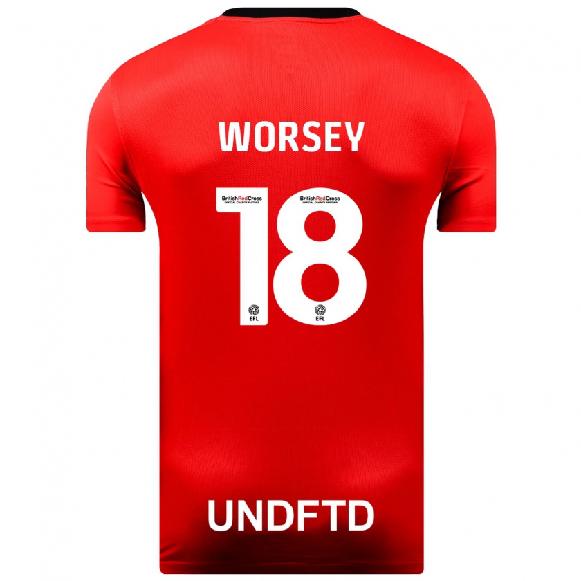 Kandiny Női Louanne Worsey #18 Piros Idegenbeli Jersey 2023/24 Mez Póló Ing