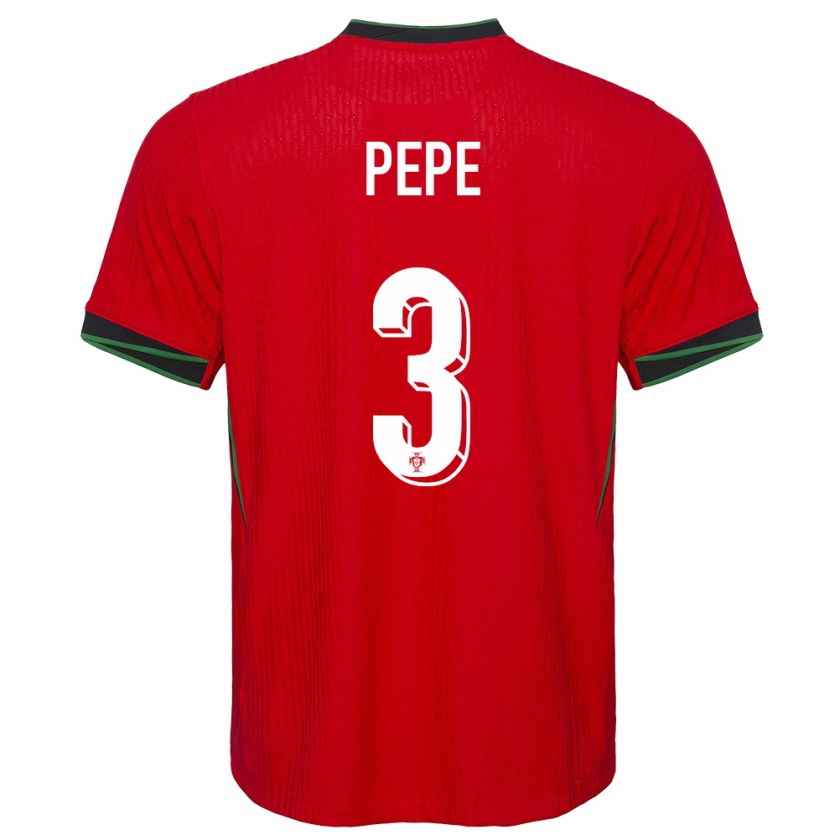 Kandiny Gyermek Portugália Pepe #3 Piros Hazai Jersey 24-26 Mez Póló Ing