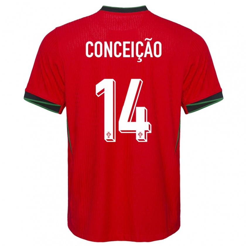 Kandiny Gyermek Portugália Rodrigo Conceicao #14 Piros Hazai Jersey 24-26 Mez Póló Ing