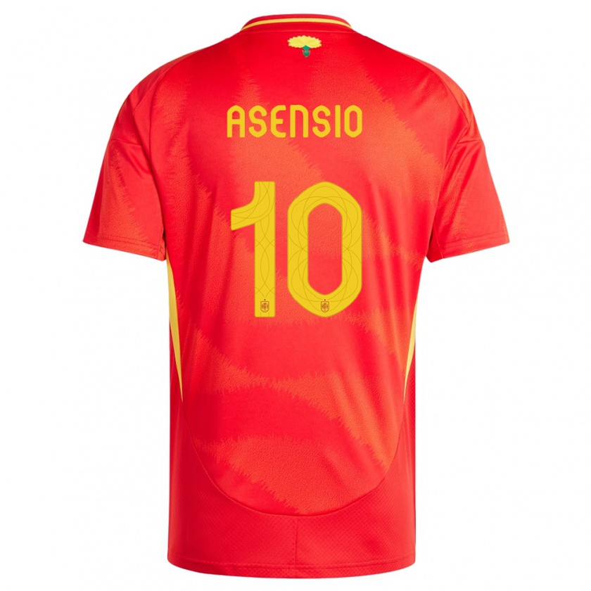 Kandiny Gyermek Spanyolország Marco Asensio #10 Piros Hazai Jersey 24-26 Mez Póló Ing