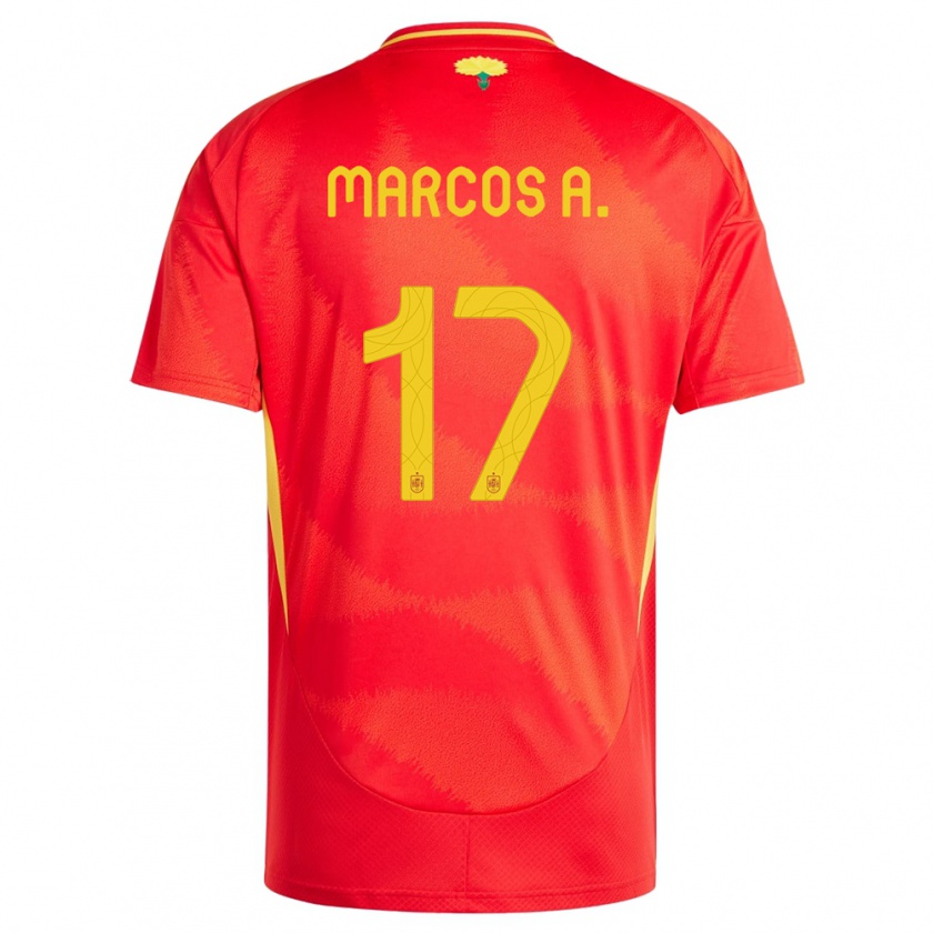 Kandiny Gyermek Spanyolország Marcos Alonso #17 Piros Hazai Jersey 24-26 Mez Póló Ing