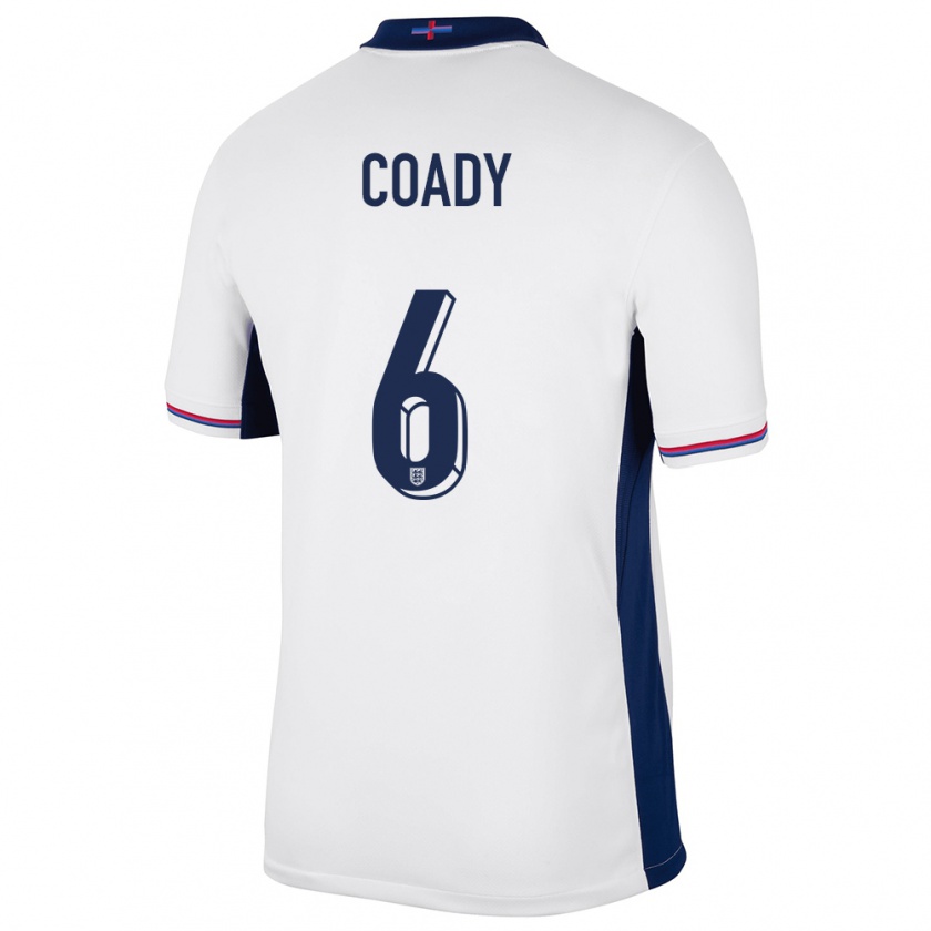 Kandiny Gyermek Anglia Conor Coady #6 Fehér Hazai Jersey 24-26 Mez Póló Ing