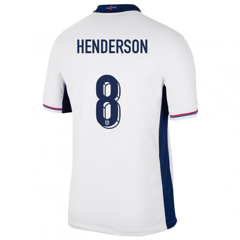 Kandiny Gyermek Anglia Jordan Henderson #8 Fehér Hazai Jersey 24-26 Mez Póló Ing