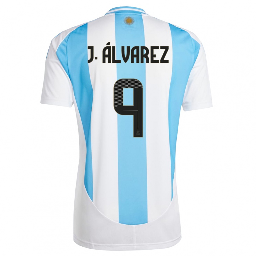 Kandiny Gyermek Argentína Julian Alvarez #9 Fehér Kék Hazai Jersey 24-26 Mez Póló Ing