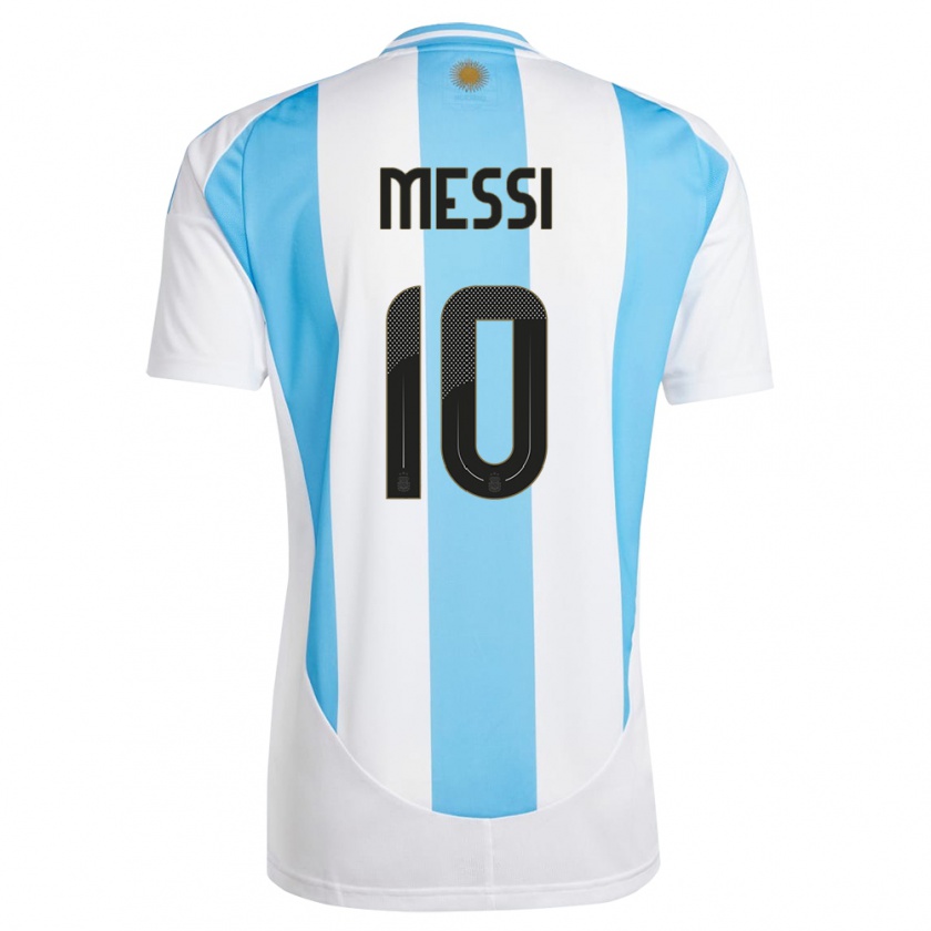 Kandiny Gyermek Argentína Lionel Messi #10 Fehér Kék Hazai Jersey 24-26 Mez Póló Ing