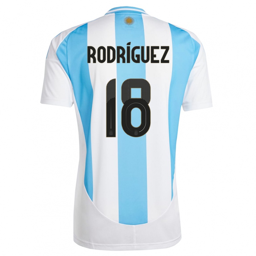 Kandiny Gyermek Argentína Guido Rodriguez #18 Fehér Kék Hazai Jersey 24-26 Mez Póló Ing