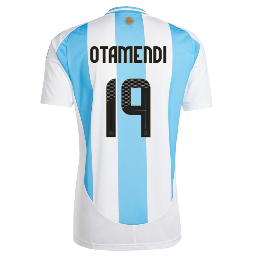 Kandiny Gyermek Argentína Nicolas Otamendi #19 Fehér Kék Hazai Jersey 24-26 Mez Póló Ing